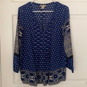 Lucky Brand Blue Floral Paisley Blouse